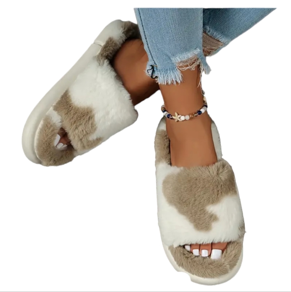 Animal Print Super Soft Faux Fur Mule Slippers - Picture 1 of 3